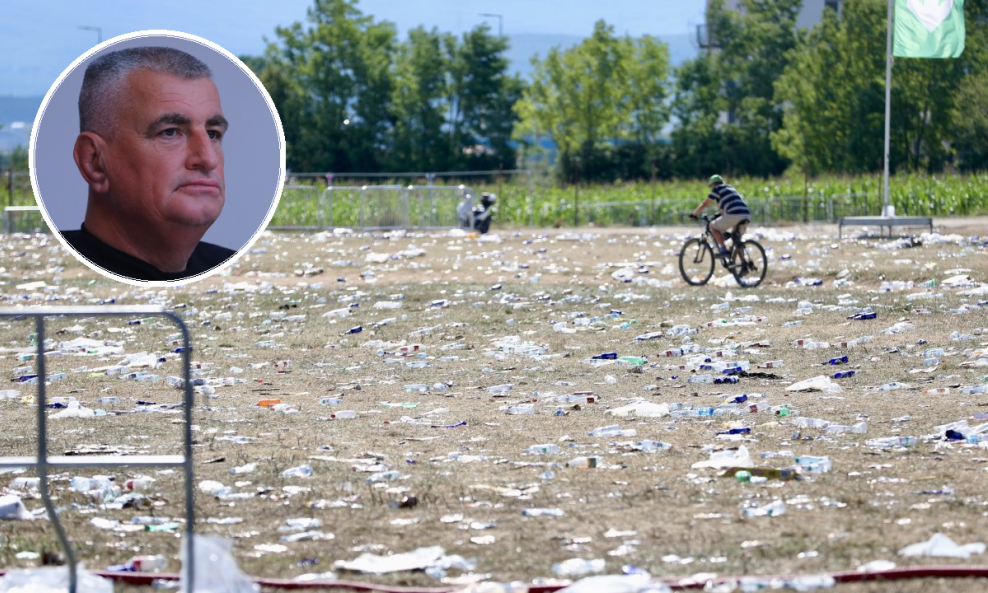 Hipodrom u Sinju dan nakon koncerta Marka Perkovića Thompsona, Miro Bulj (u krugu)