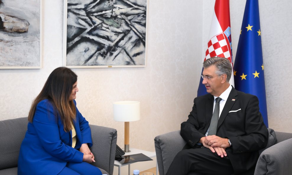 Palestinska šefica diplomacije Varsen Aghabekian na prijemu kod Andreja Plenkovića