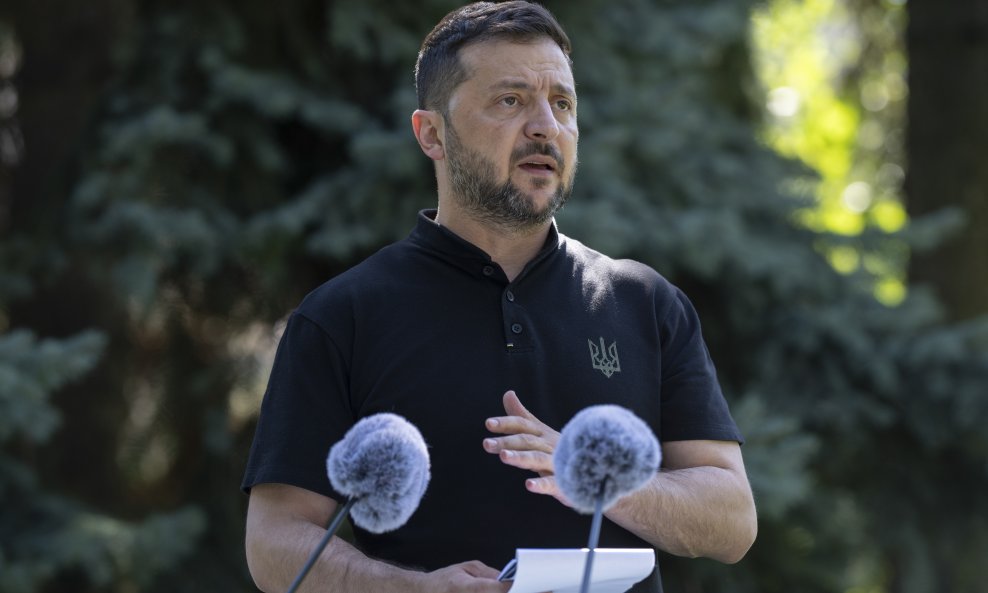 Volodimir Zelenski na konferenciji za novinare u Kijevu, Ukrajina