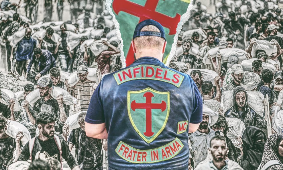 Članovi Infidels Motorcycle Cluba osiguravaju podjelu pomoći u Gazi