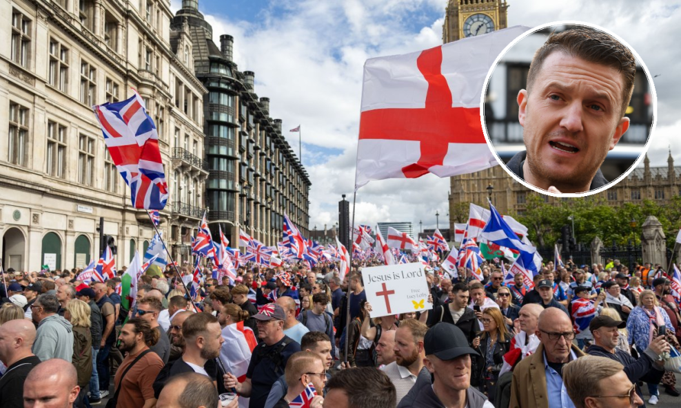 Prosvjed u Londonu, Tommy Robinson (u krugu)