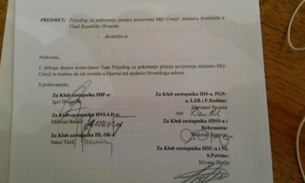 Prijedlog SDP-a za izglasavanje nepovjerenja