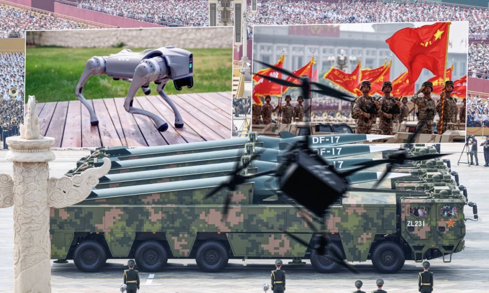 Kineska vojska, dronovi, robotski psi - ilustracija