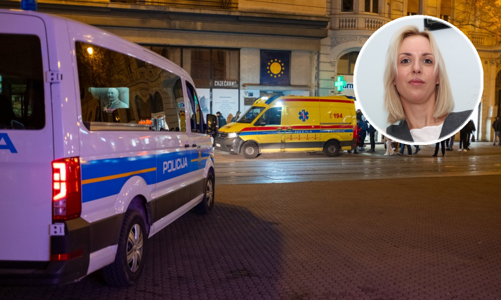 Policija nakon napada u centru Zagreba; ravnateljica Pomorske škole Mirela Žižić (u krugu)