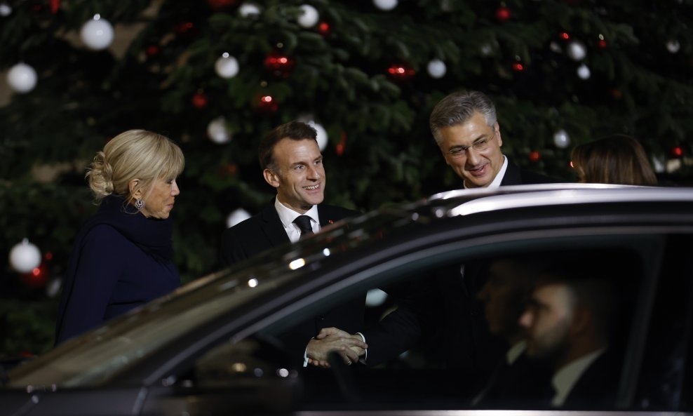 Brigitte i Emmanuel Macron i Andrej Plenković
