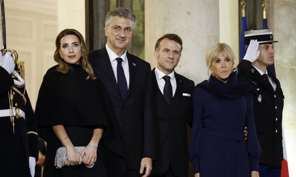 Andrej Pleković, Ana Maslać Plenković, Emmanuel Macron i Brigitte Macron