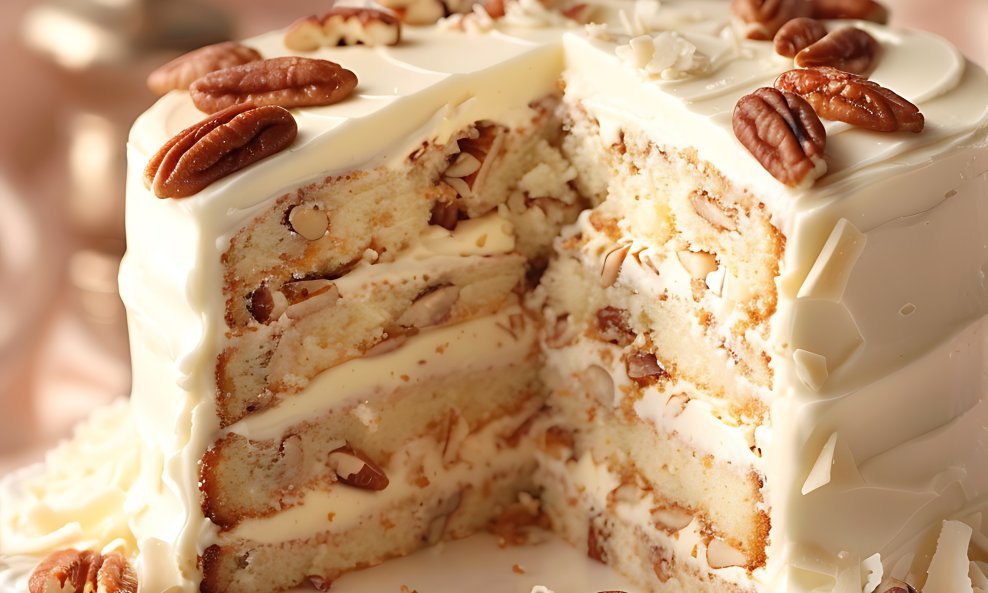 Talijanska krem torta spaja nježni, lagano vlažan biskvit s aromom kokosa i debeli sloj domaće kreme od sira