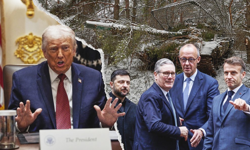 Donald Trump, Volodimir Zelenski, Keir Starmer, Friedrich Merz