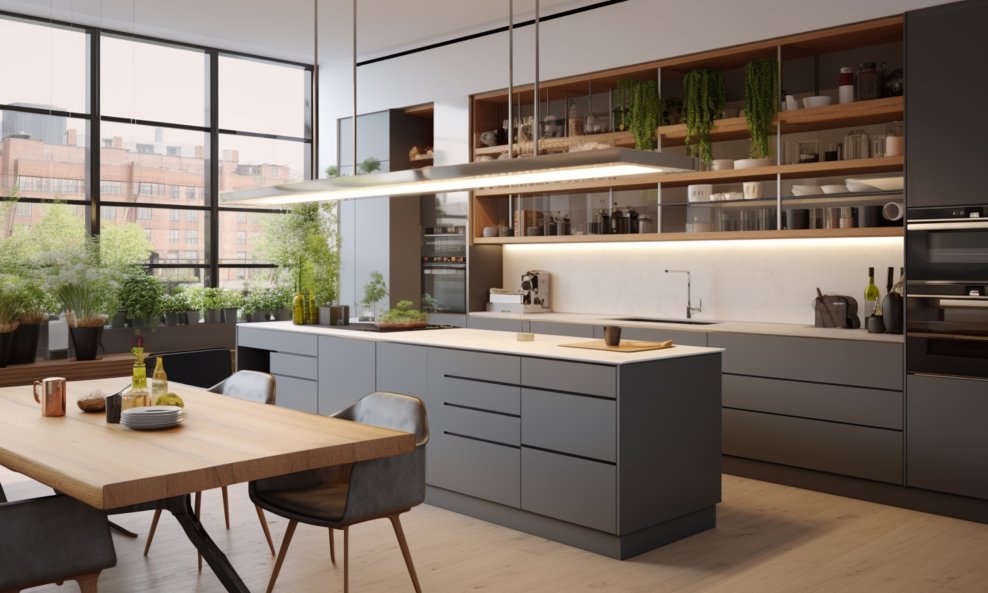 U uređenju kuhinja sve više pažnje dobiva klasični radni stol, reinterpretiran kao nova središnja točka kuhinje.