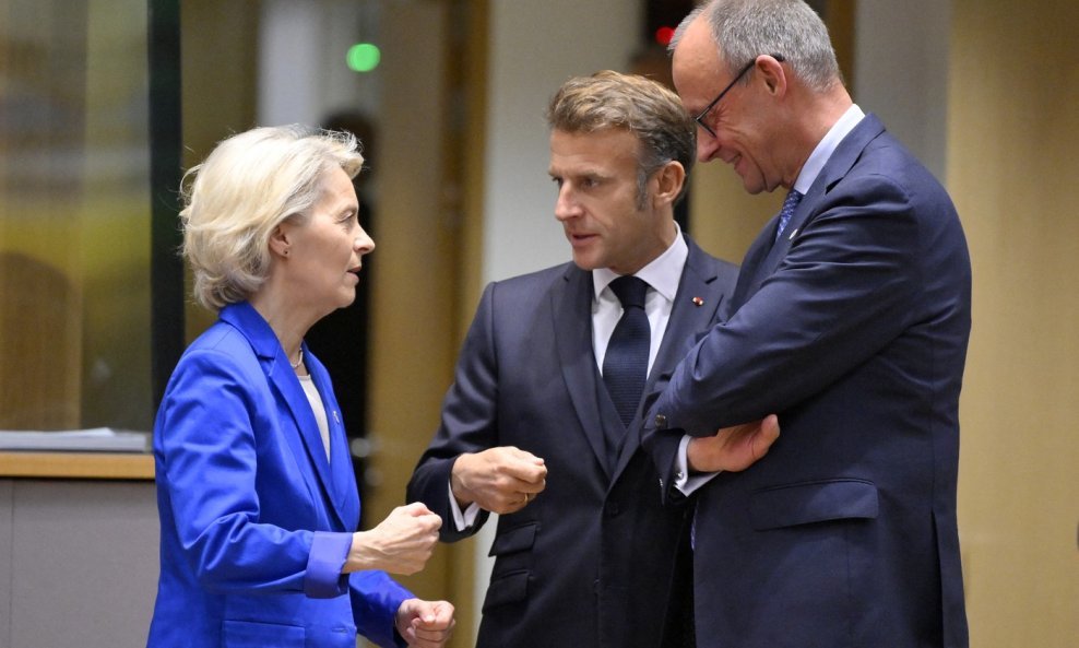 Ursula von der Leyen, Emmanuel Macron i Friedrich Merz