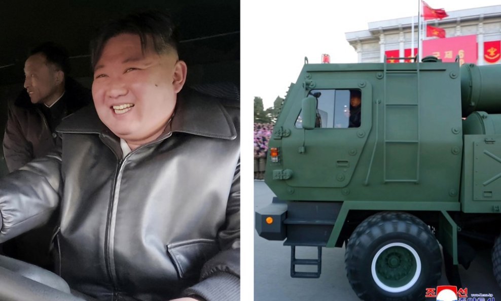 Kim Jong-un u višecijevnom raketnom bacaču