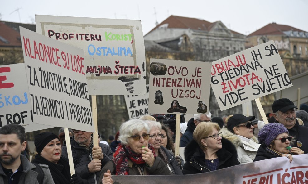 Prosvjed u Zagrebu protiv izgradnje megafarme pilića