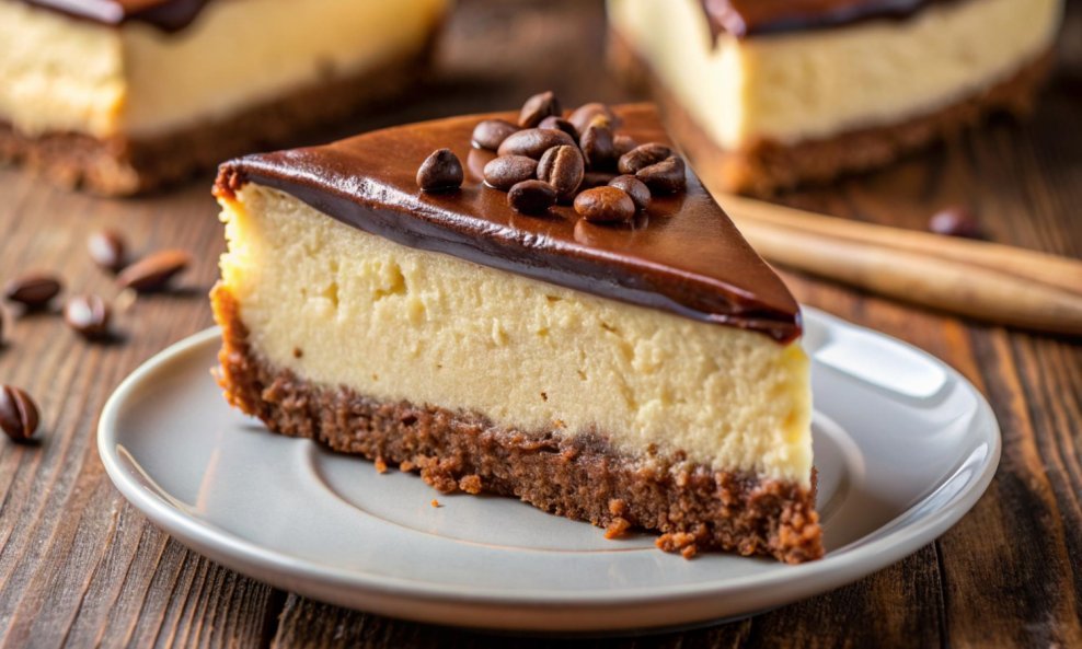 Kolač s keksima, kremom od sira i preljevom od čokolade