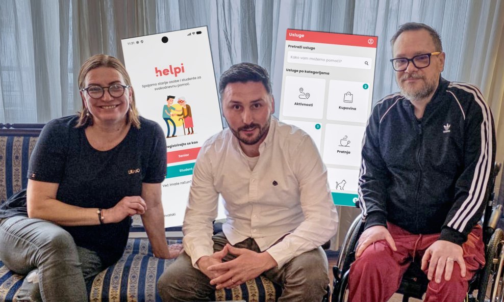 Ana Penović (lijevo), Marko Strugar (u sredini) i Stipe Splivalo (desno) pokrenuli su inovativnu platformu Helpi