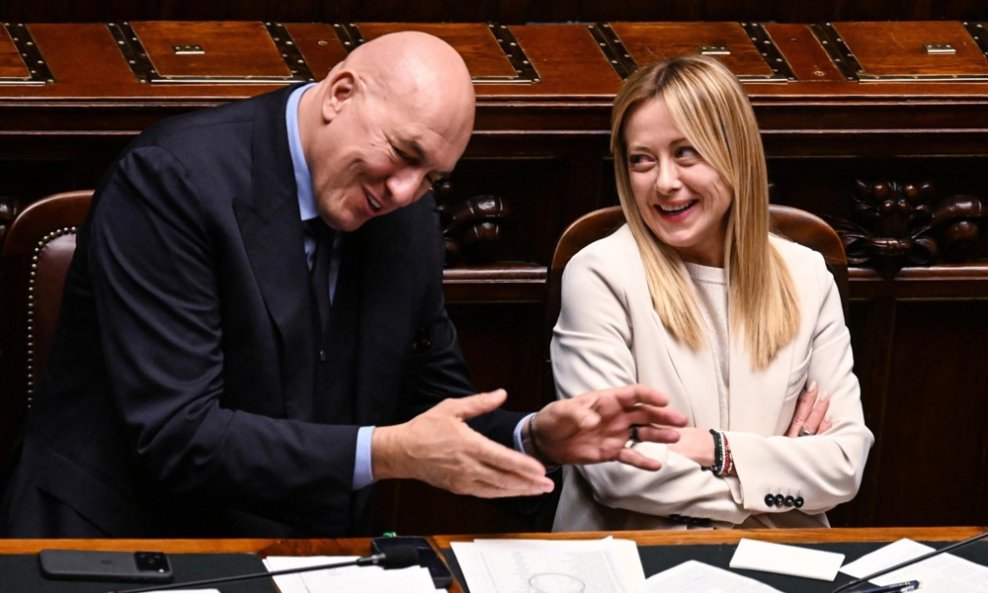 Talijanski ministar Guido Crosetto i premijerka Italije Giorgia Meloni