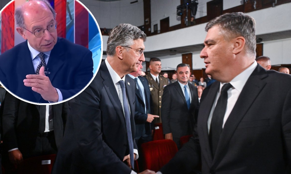 Božo Kovačević (u krugu); Andrej Plenković i Zoran Milanović