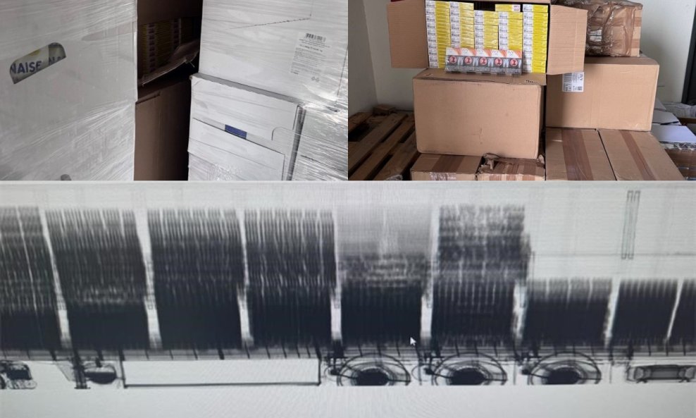 Carinici rendgenskim pregledom (dolje) otkrili cigarete (desno) skrivene među majonezom (lijevo)