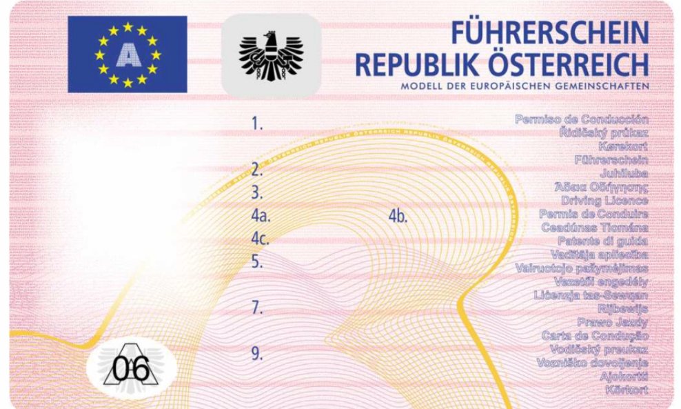'Primjer austrijske vozačke dozvole'