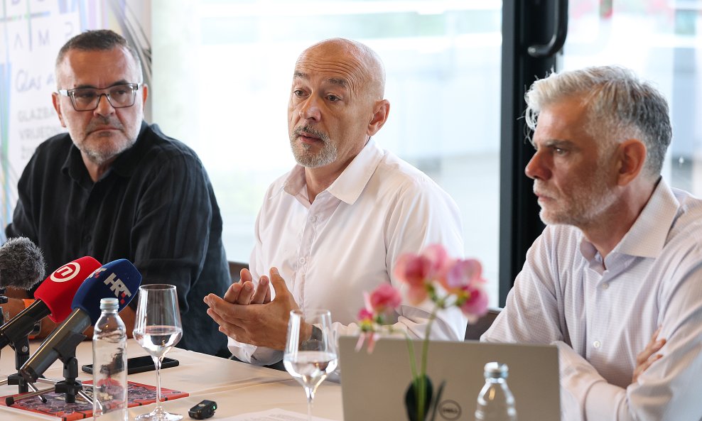 Miro Buljan, Nenad Marčec, Milan Majerović Stilinović na predstavljanju ZAMP-ovog godišnjeg izvješća