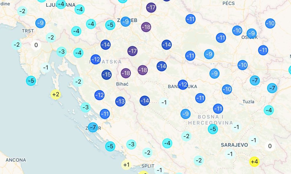 Temperaturne razlike u Hrvatskoj