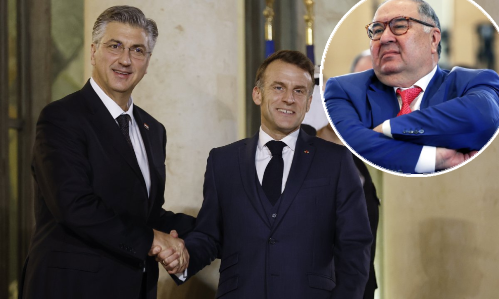 Andrej Plenković i Emmanuel Macron, Ališer Usmanov (u krugu)