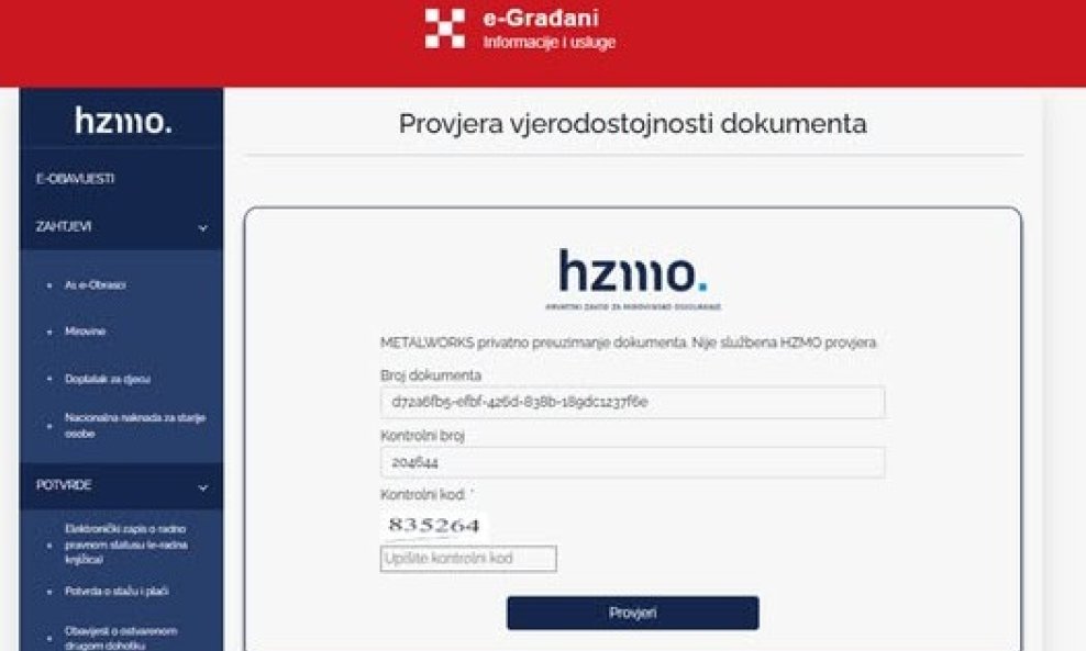 Lažna stranica HZMO-a