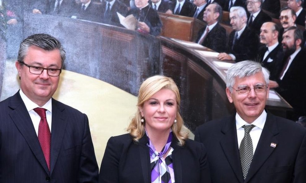 Tihomir Orešković, Kolinda Grabar Kitarović i Željko Reiner na svečanoj sjednici Sabora