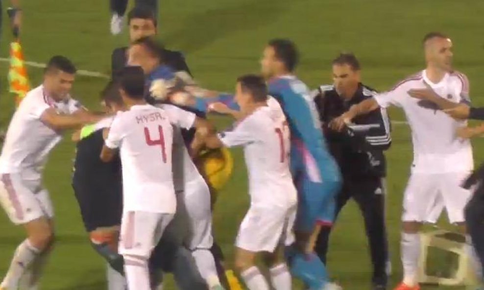 Utakmica Srbija-Albanija je prekinuta nakon nereda.