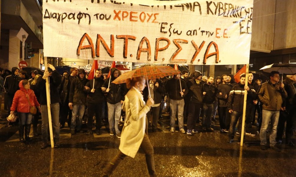 Prvi prosvjed protiv vlade Syrize u Ateni Grčka