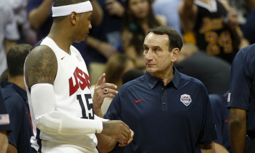 Carmelo Anthony (L) i Mike Krzyzewski