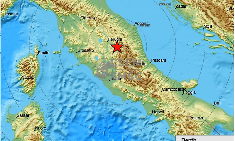 Lokacija potresa u Italiji