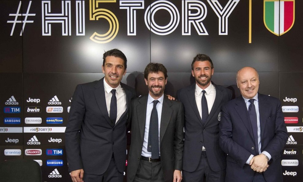 Gianluigi Buffon,Andrea Agnelli, Andrea Barzagli, Giuseppe Marotta 
