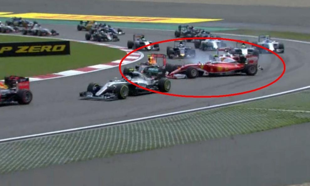 Formula 1 sudar u Kini Vettel Raikkonen Kvjat