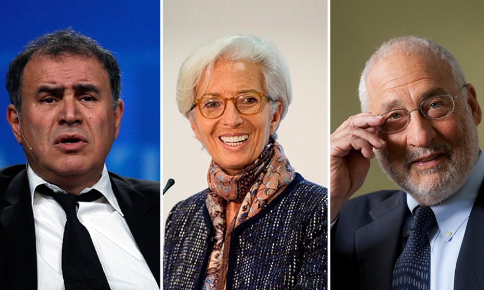Nouriel Roubini, Christine Lagarde, Joseph Stiglitz