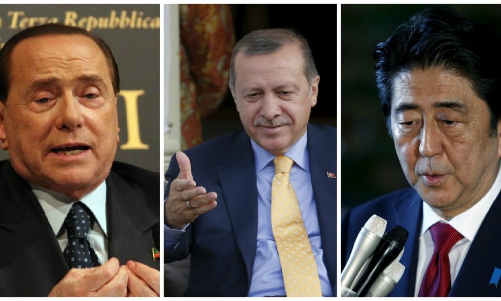 Silvio Berlusconi, Recep Tayyip Erdogan i Shinzo Abe