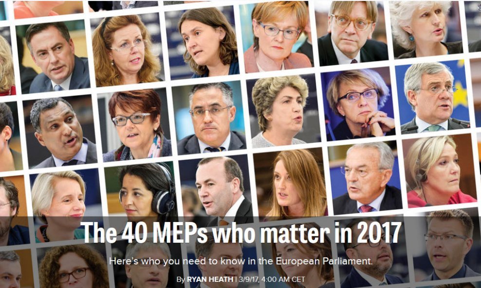 Politicova lista 40 najutjecajnijih eurozastupnika
