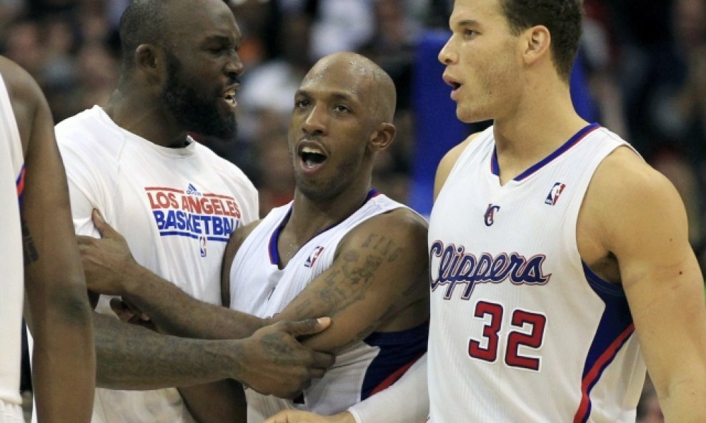 Igrači LA Clippersa Reggie Evans, Chauncey Billups i Blake Griffin