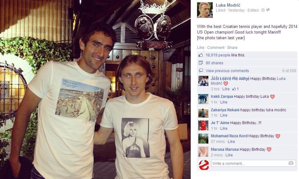 Marin Čilić Luka Modrić facebook