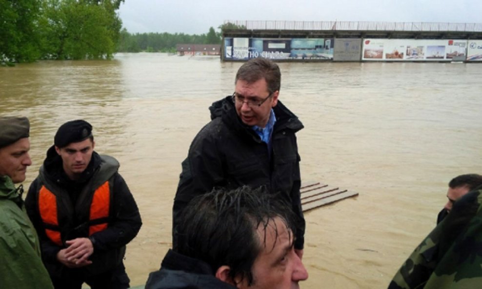 Aleksandar Vučić u Obrenovcu poplava
