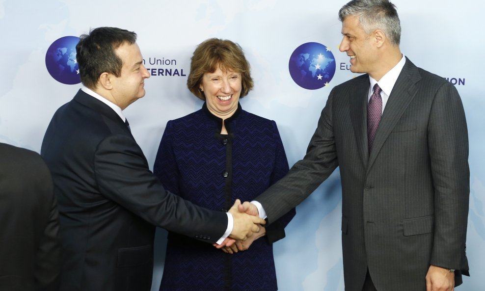 Ivica Dačić, Catherine Ashton i Hashim Thaci