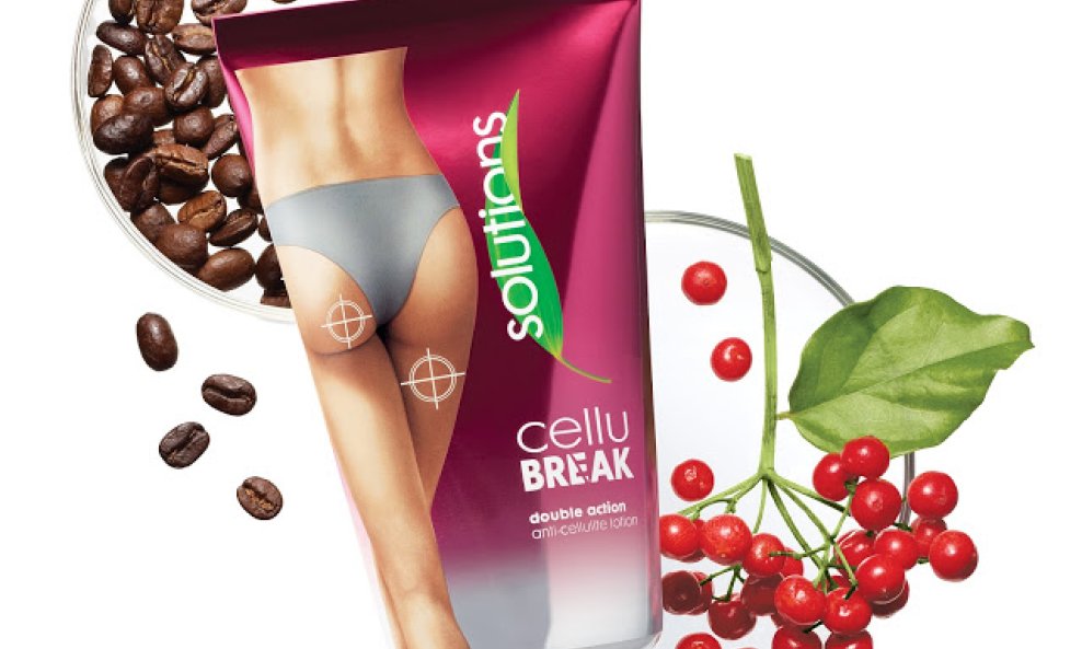 Anticelulitni losion Solutions CelluBreak svoju učinkovitost i energizirajuća svojstva duguje kompleksu koji objedinjava ekstrakte gloga, biljke mate te zrna kave, a kreiran je kako bi već nakon 6 dana uporabe povećao sagorijevanje masnoća i do 200 posto.