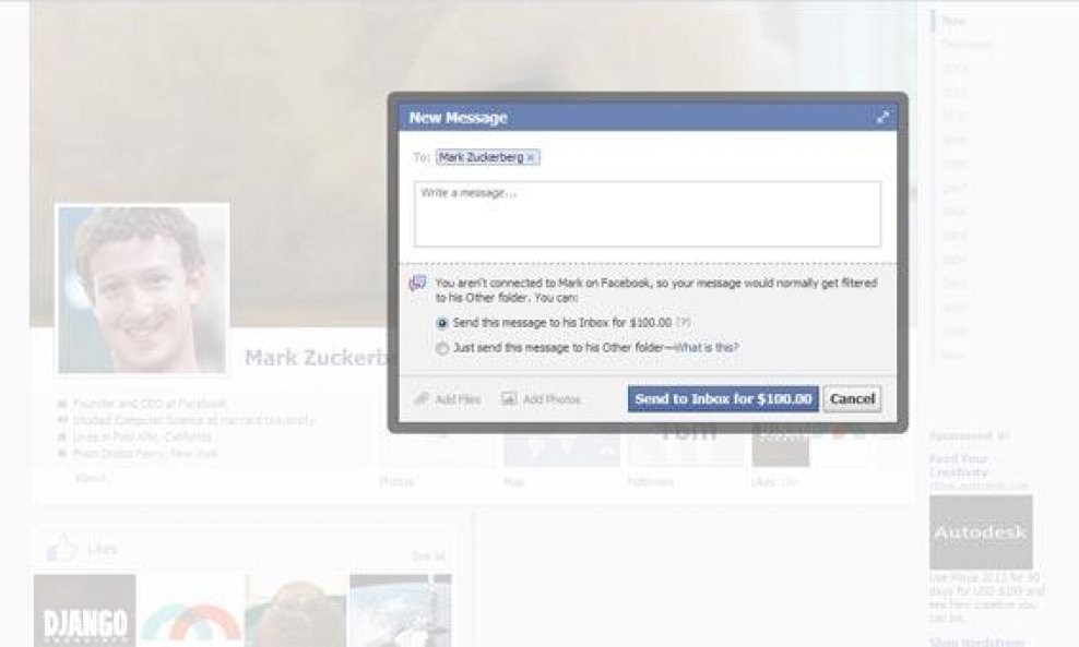 Facebook plaćene poruke oglasi