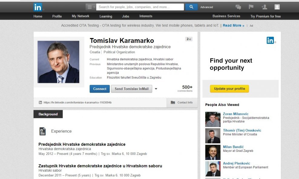 Tomislav Karamarko LinkedIn
