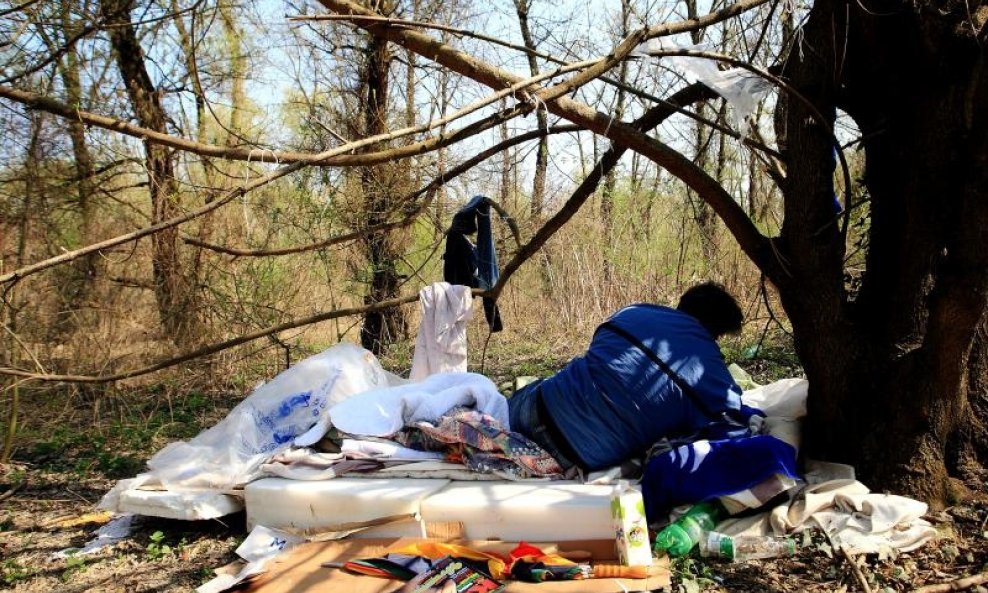 beskućnik u šumi pored Jaruna