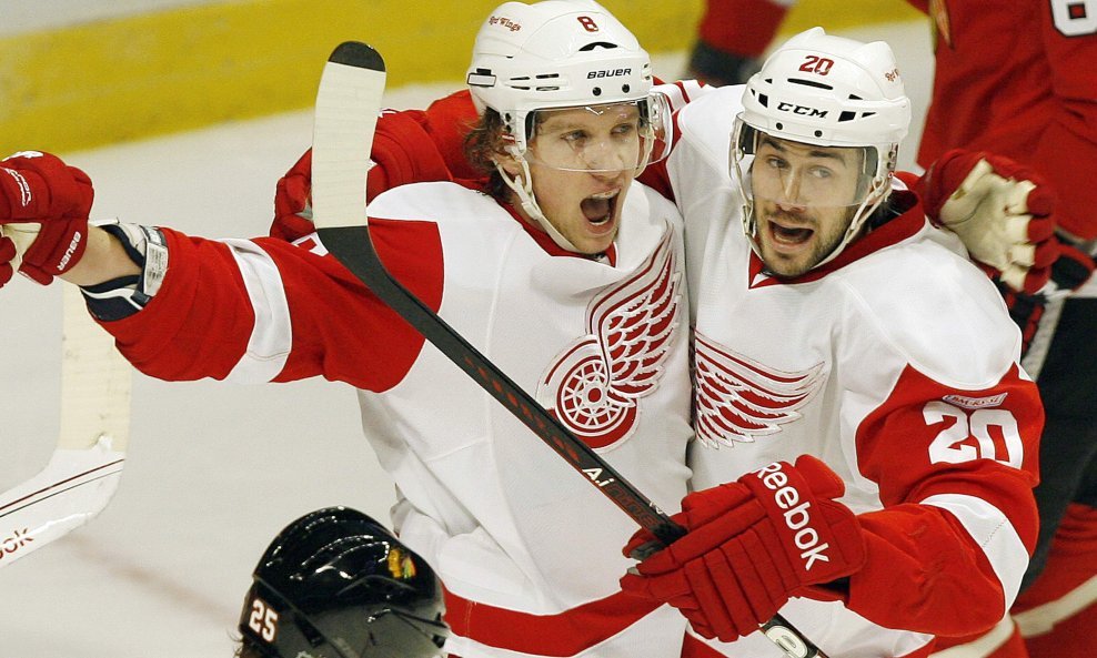 Detroit Red Wings Justin Abdelkader, Drew Miller 2012