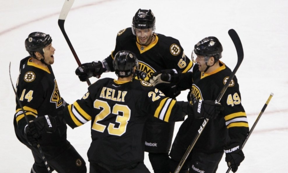 Boston Bruins Joe Corvo, Chris Kelly, Benoit Pouliot, Rich Peverley 2011