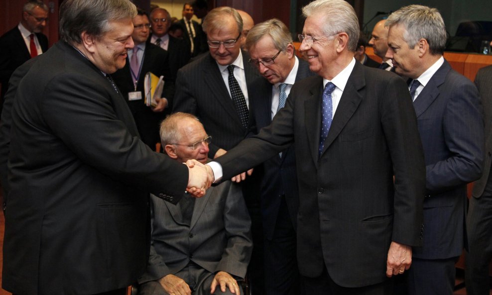 grčki ministar financija Evangelos Venizelos i talijanski premijer Mario Monti