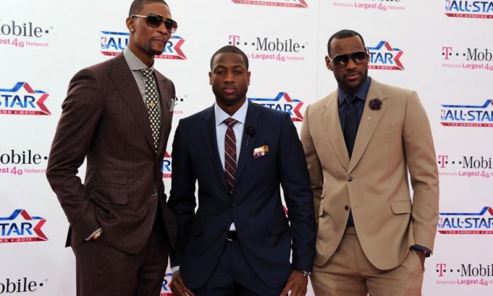 Chris Bosh, Dwyane Wade, LeBron James 2011 T-Mobile NBA All-Star Game