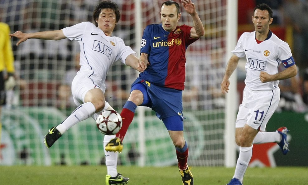 Iniesta, Giggs, Park, Barcelona-Manchester United, finale Liga prbaka 2008-09