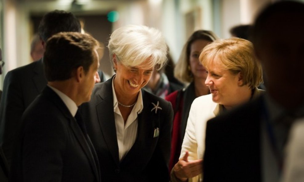 Nicolas Sarkozy, Christine Lagarde, Angela Merkel